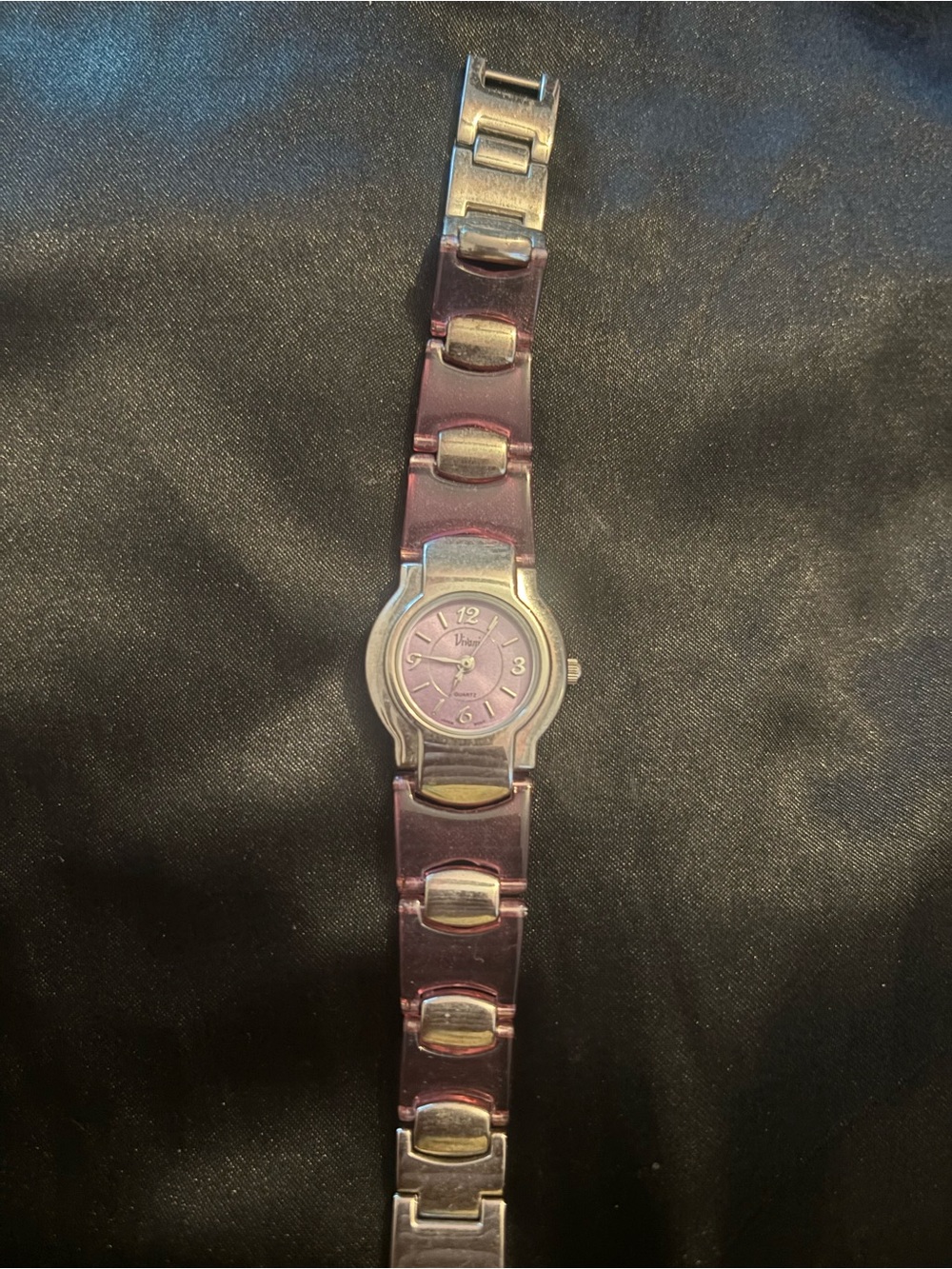 Vintage Purple and Silver Bracelet Watch Vivani Japan